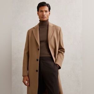 Reiss Men’s Tan Pea Coat / Overcoat